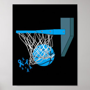 Poster Joueur Bysketbyll Blue Ribbon Diabète Sensibilisat