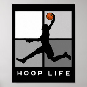 Poster Joueur Bysketbyll Jumping Design Hoop Life