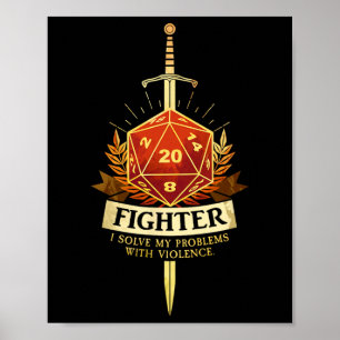 Poster Joueur Cl Combattant Rpg Trpg Fantastique Jeux - N
