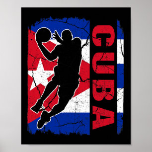 Poster Joueur cubain de basket-ball Cuba Drapeau de baske