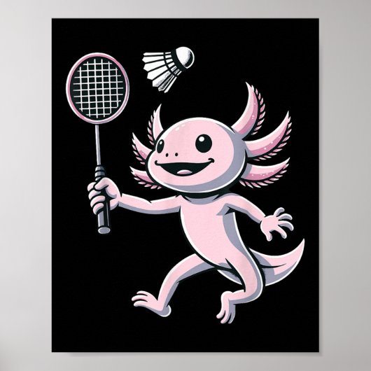 Poster Joueur de badminton axolotl navette sport  (Devant)