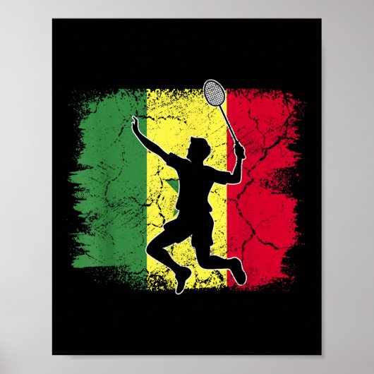 Poster Joueur de badminton Drapeau sénégalais Sénégal (Devant)