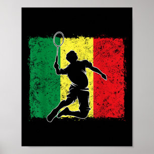 Poster Joueur de badminton Drapeau sénégalais Sénégal