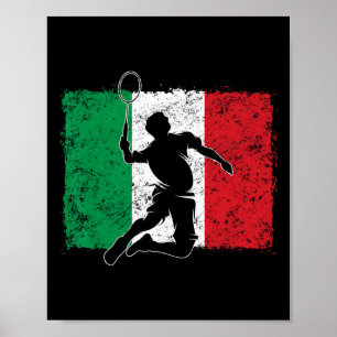 Poster Joueur de badminton dynamique Drapeau italien
