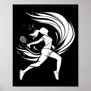 Poster Joueur de badminton féminin navette de dessin