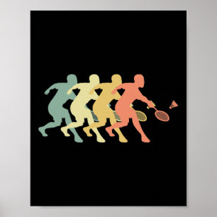 Poster Joueur de badminton - Idée cadeau de badminton rét