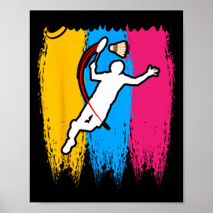 Poster Joueur de Badminton Navette Time Smash Rackets Lov