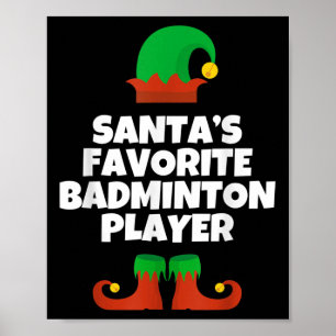 Poster Joueur de badminton préféré du Père Noël Chapeau d