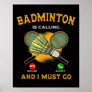 Poster Joueur de Badminton Racquet Lover Sportsman Athl