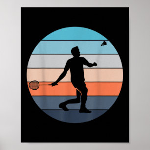 Poster Joueur de badminton Raquette Sport Navette Rétro V