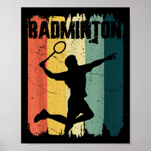 Poster Joueur de badminton rétro vintage Sports Badminton