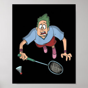 Poster Joueur de badminton sautant 