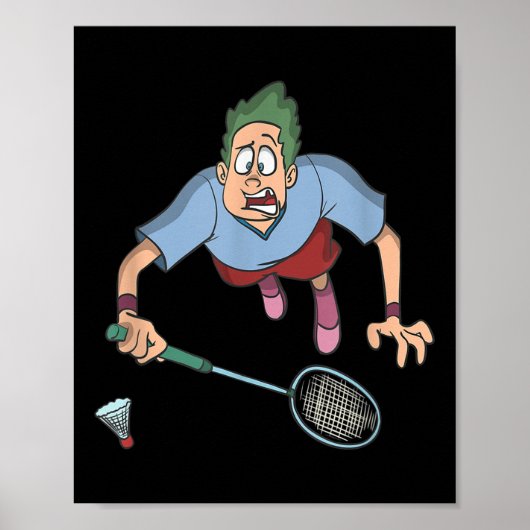 Poster Joueur de badminton sautant (Devant)
