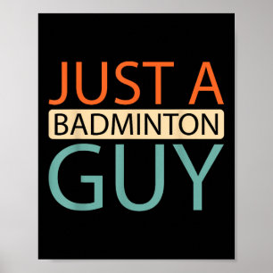 Poster Joueur de badminton sur le court - Volant Juste un