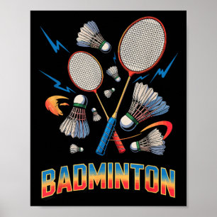 Poster Joueur de badminton vintage des années 90 Raquette