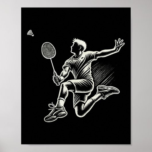 Poster Joueur de badminton volant (Devant)
