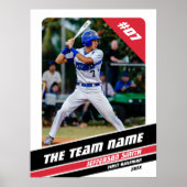 Poster Joueur de baseball cadeau personnalisable en blanc (Devant)