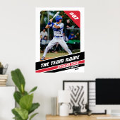 Poster Joueur de baseball cadeau personnalisable en blanc (Bureau à domicile)