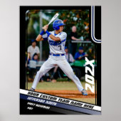 Poster Joueur de baseball cadeau personnalisé en bleu (Devant)