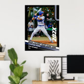 Poster Joueur de baseball cadeau personnalisé en bleu (Bureau à domicile)