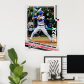 Poster Joueur de baseball cadeau personnalisé en gris rou (Bureau à domicile)