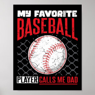 Poster Joueur de baseball favori m'appelle Papa Baseball 