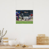 Poster Joueur de baseball glissant dans la plaque (Cuisine)