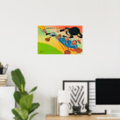 Poster Joueur de baseball glissant vers la base, Arrivée (Bureau à domicile)