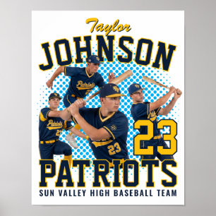 Poster Joueur de baseball Photo personnalisée Bootleg rét