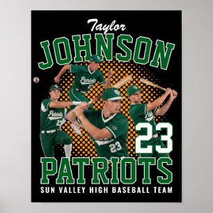 Poster Joueur de baseball Photo personnalisée Bootleg rét