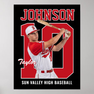 Poster Joueur de baseball senior numéro photo personnalis