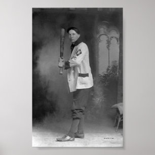 Poster Joueur de baseball tenant Bat