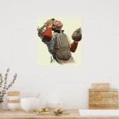Poster Joueur De Baseball vintage, Chercher (Cuisine)