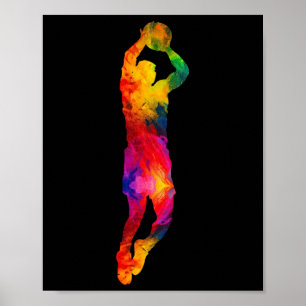 Poster Joueur de basket-ball amateur de l'équipe colorée 