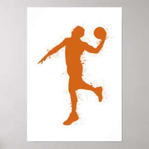 Poster Joueur de basket-ball - Aquarelle sur fond blanc