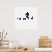 Poster joueur de basket-ball avec battement de coeur (Cuisine)