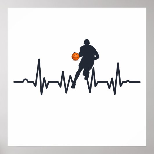 Poster joueur de basket-ball avec battement de coeur (Devant)