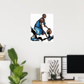 Poster Joueur de basket-ball boule dribble (Bureau à domicile)