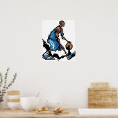 Poster Joueur de basket-ball boule dribble (Cuisine)