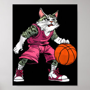 Poster Joueur de basket-ball de chat _ Débardeur de baske