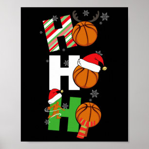 Poster Joueur de basket-ball de Noël amusant Joueur corre
