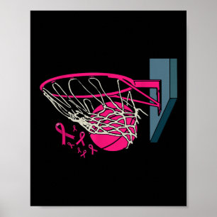 Poster Joueur de basket-ball rose Ruban Cancer du sein Pr