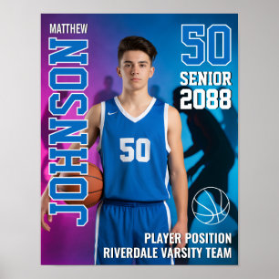 Poster Joueur de basket-ball senior Photo personnalisée S