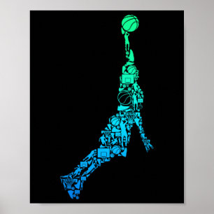 Poster Joueur de basket Entraîneur Dunking Enfants Garçon
