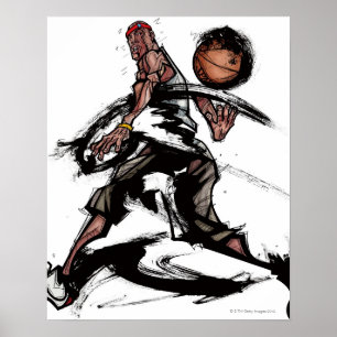 Poster Joueur de basket jouant avec le basket-ball