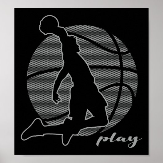 Poster Joueur de basket (monochrome) (Devant)