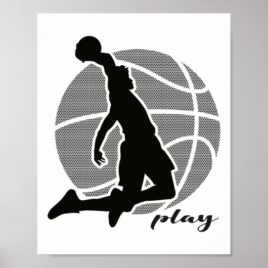 Poster Joueur de basket (monochrome) 2 (Devant)
