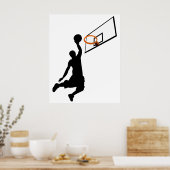 Poster Joueur de basketball Silhouette Slam Dunk (Cuisine)