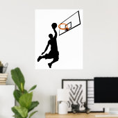 Poster Joueur de basketball Silhouette Slam Dunk (Bureau à domicile)