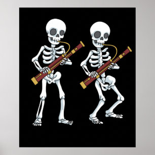 Poster Joueur de bassooniste de Skeleton Bassoon